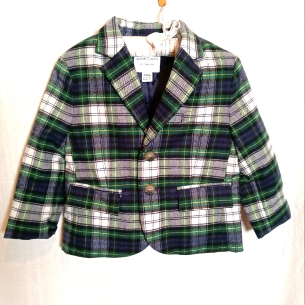 Janie&Jack Flannel Tartan Plaid Blazer Sport Coat Size 12-18M